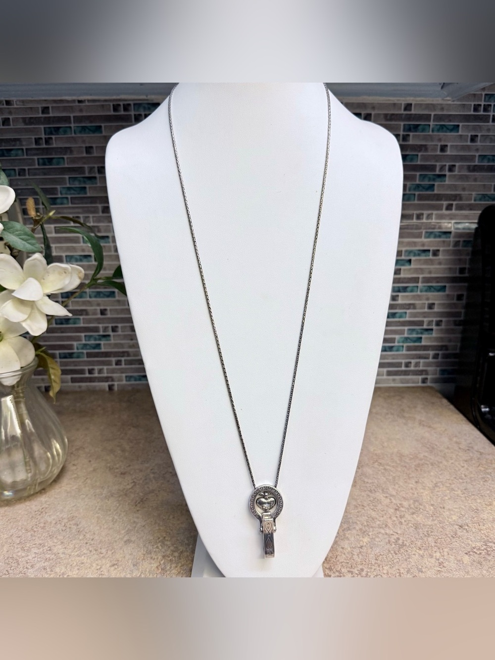 Brighton Floating Heart Badge Clip Necklace